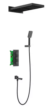 Душевая система Timo Petruma SX-5079/03SM скрытого монтажа с термостатом, черная матовая