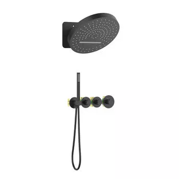 Душевая система Timo Saona SX-2329/03SM скрытого монтажа с термостатом, черная матовая