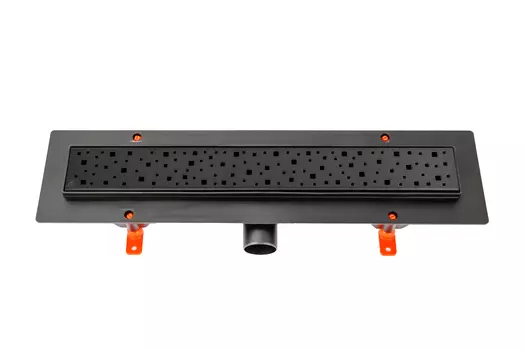 Душевой лоток 45 см Creto Quadro CRE-450 QB с решеткой, черный