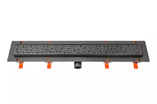 Душевой лоток 75 см Creto Quadro CRE-750 QB с решеткой, черный