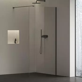 Душевой угол Walk-In Air Wall 110, черный профиль, прозрачное стекло