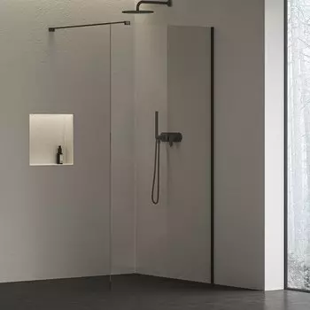 Душевой угол Walk-In Air Wall 90, черный профиль, прозрачное стекло