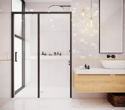 Душевой уголок Creto Nota стекло прозрачное профиль черный 140х90 см, 122-WTW-140-C-B-6 + 122-SP-900-C-B-6