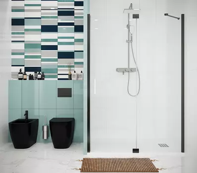 Душевой уголок Creto Tenta стекло прозрачное профиль черный 100х100 см, 123-WTW-100-C-B-8 + 123-SP-100-C-B-8