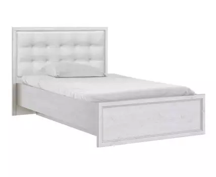 Двуспальная кровать Александрия (105/109, 207, С мягким изголовьем, 90х200 см, Комбинированные, Бежевый, 107/197)