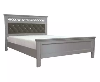 Двуспальная кровать Аврора (108, 211, 140х200 см, Жесткие, Серый, 150/169)