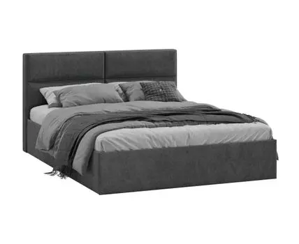 Двуспальная кровать Грегори (99, 216, С подъемным механизмом и дном для короба, 160х200 см, Мягкие, Серый, 165)