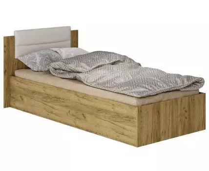 Двуспальная кровать Грени (75 / 85, 203,2 / 206, С реечным основанием, 90х200 см, Жесткие, Белый, 105 / 178)