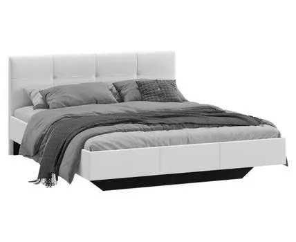 Двуспальная кровать Элис Люкс (90, 205, 160х200 см, Мягкие, Белый, 147/187)