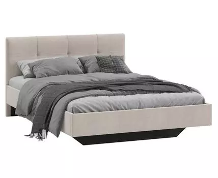 Двуспальная кровать Элис Люкс (90, 205, 160х200 см, Мягкие, Бежевый, 147/187)