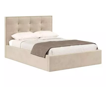 Двуспальная кровать Элла ПМ (102, 212, 140х200 см, Полутороспальные, Бежевый, 151 / 191)