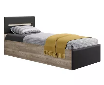 Двуспальная кровать Наоми Лайт (89/90, 206, Без дна короба для белья, 90х200 см, Жесткие, Черный, 93.6/163)