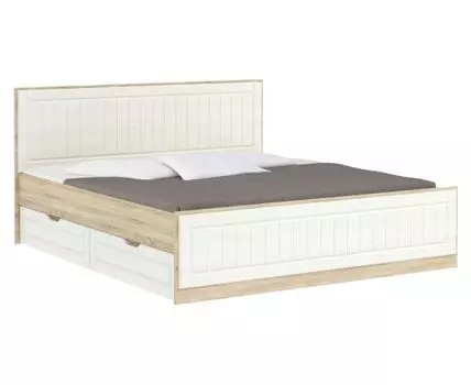 Двуспальная кровать Оливия Лайт (99.4, 205.8, С ящиками, 180х200 см, Жесткие, Светлое дерево, 129)