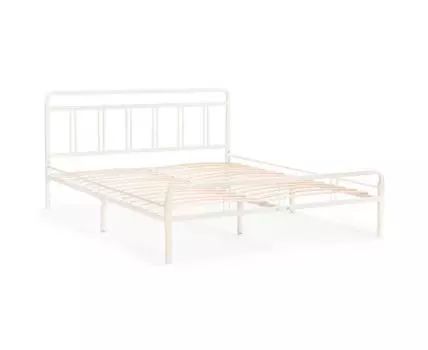 Двуспальная кровать Рейк 160х200 белая (прозрачный, хром)