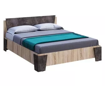 Двуспальная кровать Санремо (85, 204.8, 160х200 см, Жесткие, Темное-светлое дерево, 167)