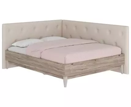 Двуспальная кровать Скандика (42,1 / 100, 203,2 / 209,8, С боковой спинкой, 160х200 см, Жесткие, Бежевый, 93,4 / 163,4)