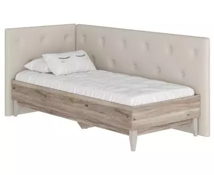 Двуспальная кровать Скандика (42,1 / 100, 203,2 / 209,8, С боковой спинкой, 90х200 см, Жесткие, Бежевый, 93,4 / 163,4)