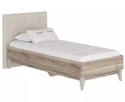 Двуспальная кровать Скандика (42,1 / 100, 203,2 / 209,8, С изголовьем, 90х200 см, Жесткие, Бежевый, 93,4 / 163,4)