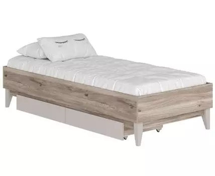 Двуспальная кровать Скандика (42,1 / 100, 203,2 / 209,8, С ящиками, 90х200 см, Жесткие, Бежевый, 93,4 / 163,4)