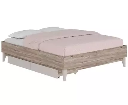 Двуспальная кровать Скандика (42,1 / 100, 203,2 / 209,8, С ящиками, 160х200 см, Жесткие, Бежевый, 93,4 / 163,4)