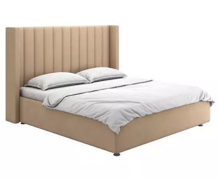 Двуспальная кровать Вильма Люкс ПМ (142, 216, 180х200 см, Мягкие, Бежевый, 167/207)