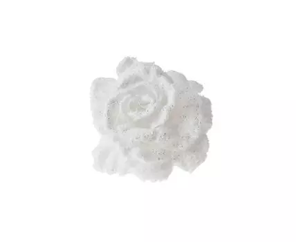 Елочное украшение Роза в снегу на клипсе