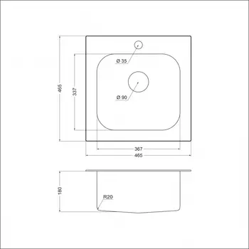 EMAR 130A врезная мойка глянец