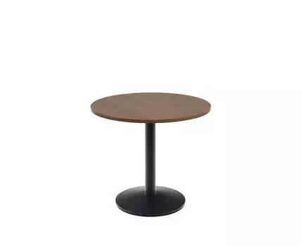 Esilda Круглый стол с меламиновой отделкой под орех и черной металлической ножкой