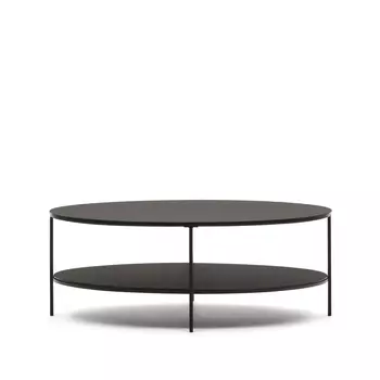 Fideia Кофейный столик из закаленного стекла и металла с матовой черной отделкой 110 x 65 см