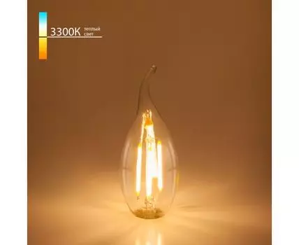 Филаментная светодиодная лампа "Свеча на ветру" C35 9W 3300K E14 (CW35 прозрачный) BLE1428
