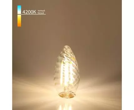 Филаментная светодиодная лампа Свеча витая F 7W 4200K E14 прозрачный BLE1414