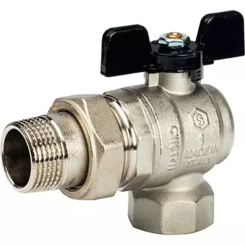 Фитинг. STOUT Кран шаровой полнопроходной угловой ВР/НР ручка бабочка 1, американка