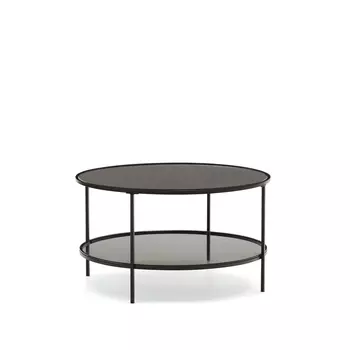 Gilda Журнальный столик из закаленного стекла и металла с матовой черной отделкой 80 см
