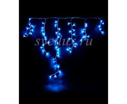 Гирлянда Бахрома 1 x 1 м Голубая 220В, 65 LED, Провод Прозрачный Силикон, IP65