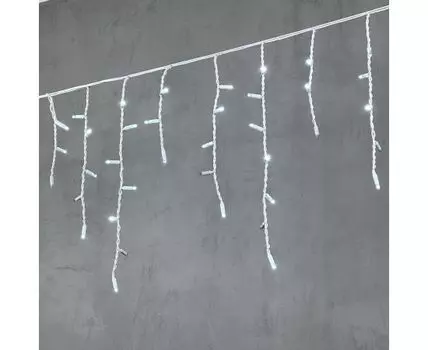 Гирлянда Бахрома 3,1 x 0,5 м Белая с Мерцанием Белого Диода 220В, 120 LED, Провод Белый Каучук, IP65 LTC LL120BLW-8-2W