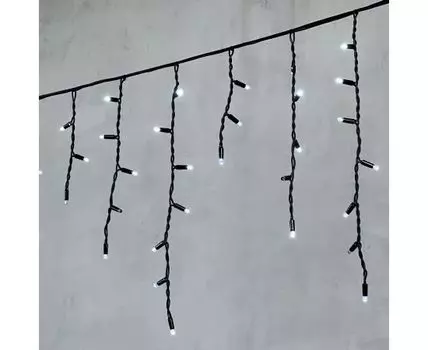 Гирлянда Бахрома 3,1 x 0,5 м Белая с Мерцанием Белого Диода 220В, 120 LED, Провод Черный Каучук, IP65 LTC LL120BLW-1-2W