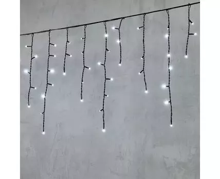 Гирлянда Бахрома 3,1 x 0,5 м Белая 24В, 150 LED, Провод Черный ПВХ, IP54 LTC PIL150-11-1W