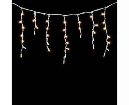 Гирлянда Бахрома 3,1 x 0,5 м Тепло-Белая с Мерцанием Белого Диода 220В, 120 LED, Провод Белый Каучук, IP65