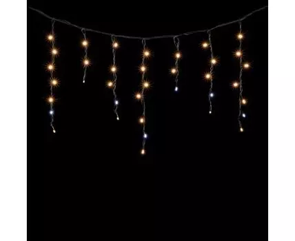 Гирлянда Бахрома 3,1 x 0,5 м Тепло-Белая с Мерцанием Белого Диода 220В, 120 LED, Провод Черный Каучук, IP65