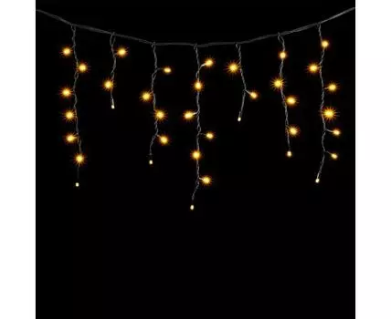 Гирлянда Бахрома 3,1 x 0,5 м Желтая 220В, 120 LED, Провод Черный Каучук, IP65