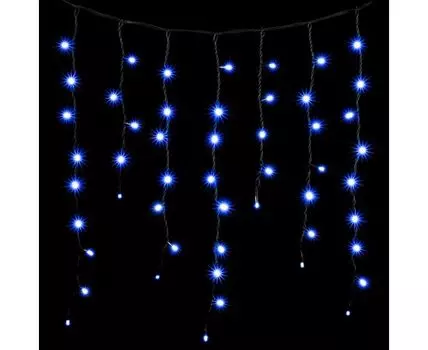 Гирлянда Бахрома 3,2 x 0,9 м Синяя 220В, 168 LED, Провод Черный Каучук, IP65
