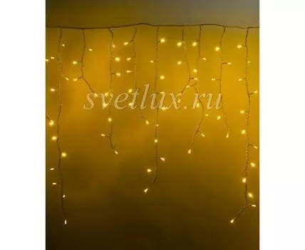 Гирлянда Бахрома 5 x 0,9 м Желтая 220В, 348 LED, Провод Прозрачный Силикон, IP65