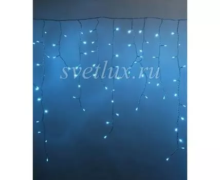 Гирлянда Бахрома 5 x 0,9 м Небесно-Голубая 220В, 348 LED, Провод Прозрачный Силикон, IP65