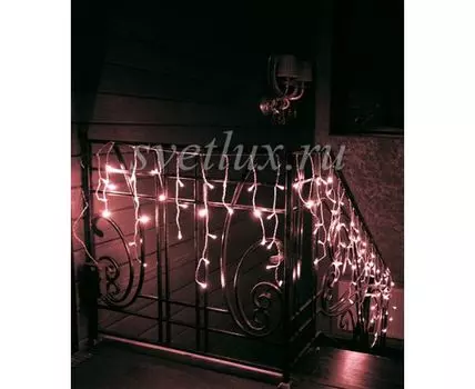 Гирлянда Бахрома на Батарейках 3 х 0,5 м Фиолетовая, 100 LED, Провод Прозрачный Силикон, IP65