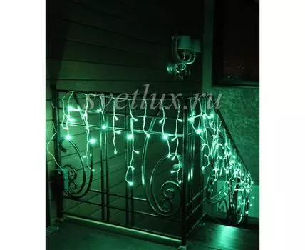 Гирлянда Бахрома на Батарейках 3 х 0,5 м Аква, 100 LED, Провод Прозрачный Силикон, IP65