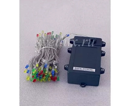 Гирлянда Бахрома на Батарейках с Таймером 3 х 0,5 м Разноцветная, 100 LED, Провод Прозрачный Силикон, IP65