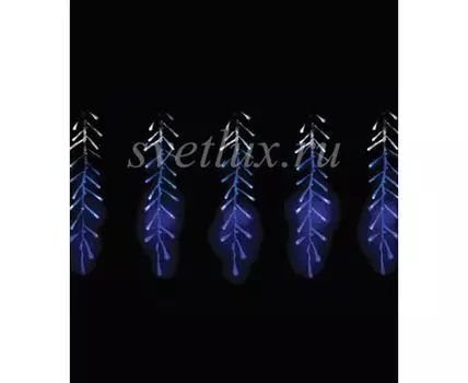 Гирлянда Бахрома с Эффектом Бегущий Огонь 1,75 x 0,4 м Бело-Синяя 24В, 320 LED, Провод Прозрачный Силикон, IP65