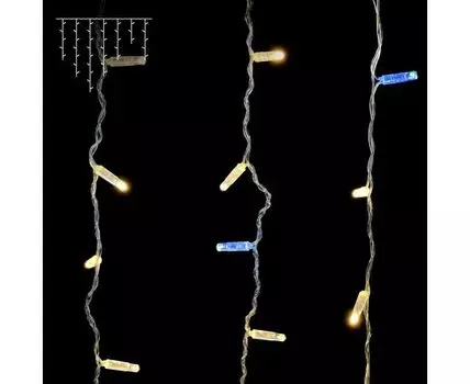 Гирлянда Бахрома с Колпачком 3,2 x 0,9 м Тепло-Белая с Мерцанием Белого Диода 220В, 180 LED, Провод Прозрачный ПВХ, IP65