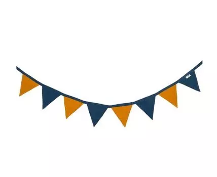 Гирлянда из 8 флажков (горчичный, синий)