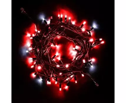 Гирлянда LTC Нить 10м Красная с Мерцанием Белого Диода 220В, 75 LED